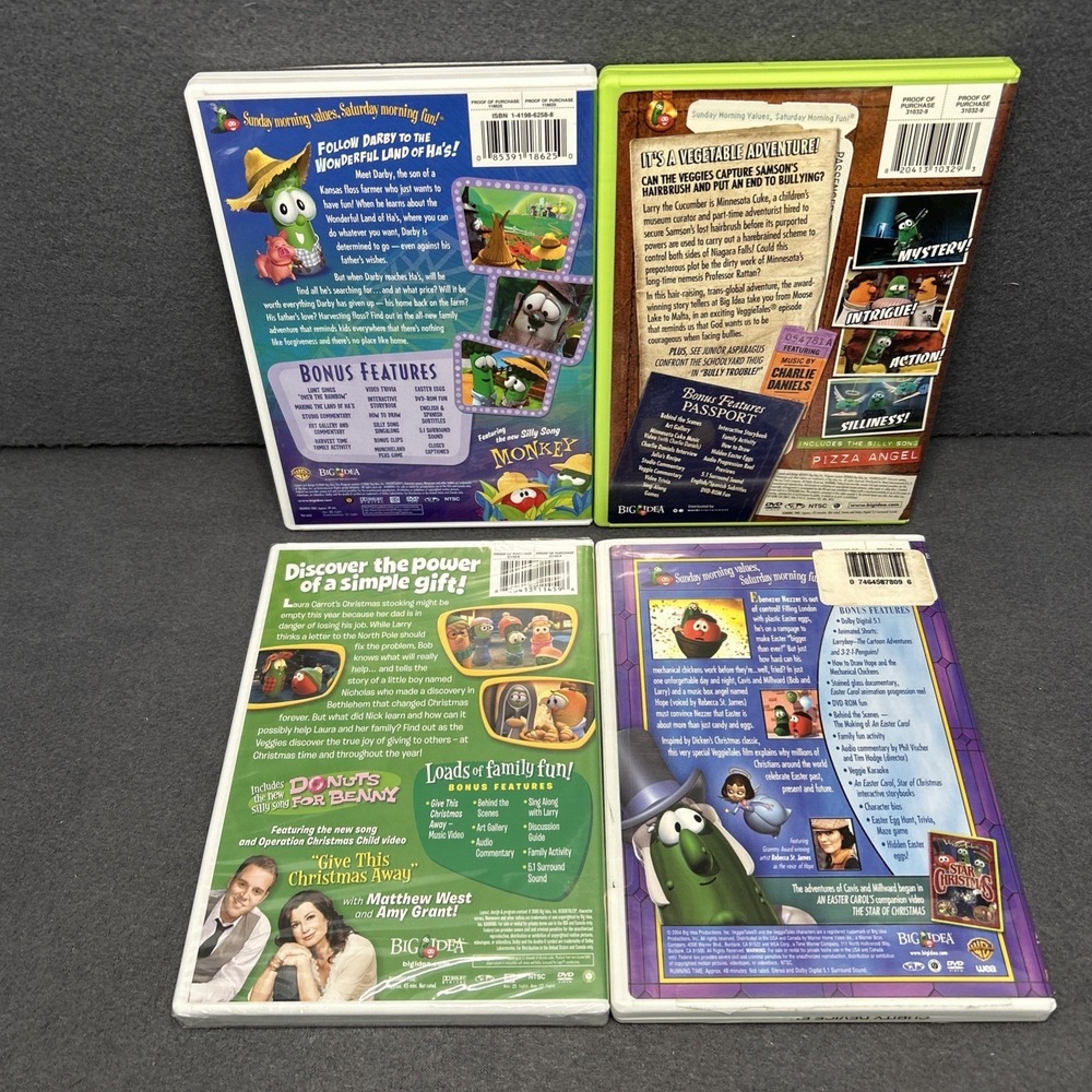 VeggieTales DVD Lot 4 Christian Kids Cartoon Movies‎ Family Animated Like New - Picture 3 of 4